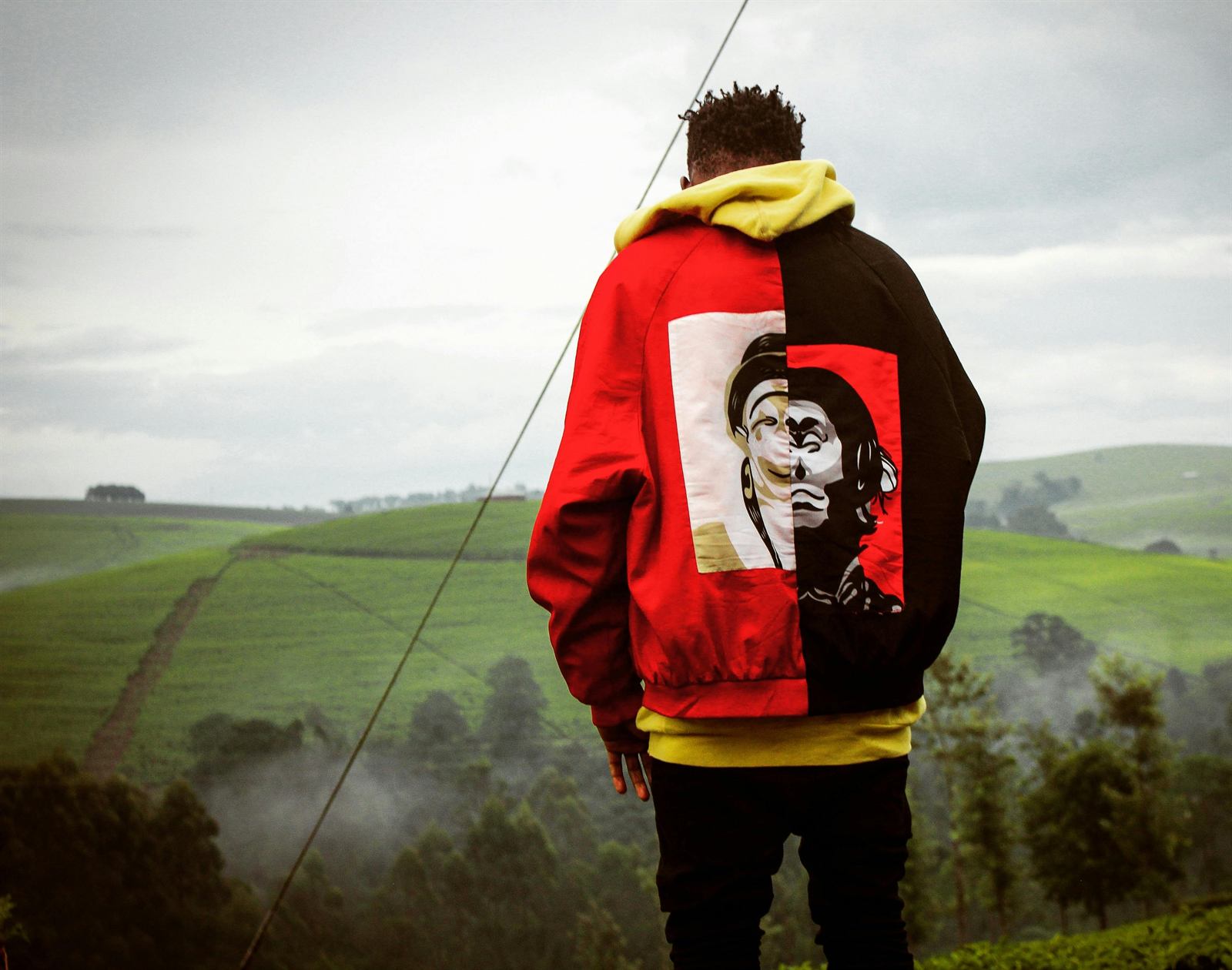 Back view of a printed T-shirt